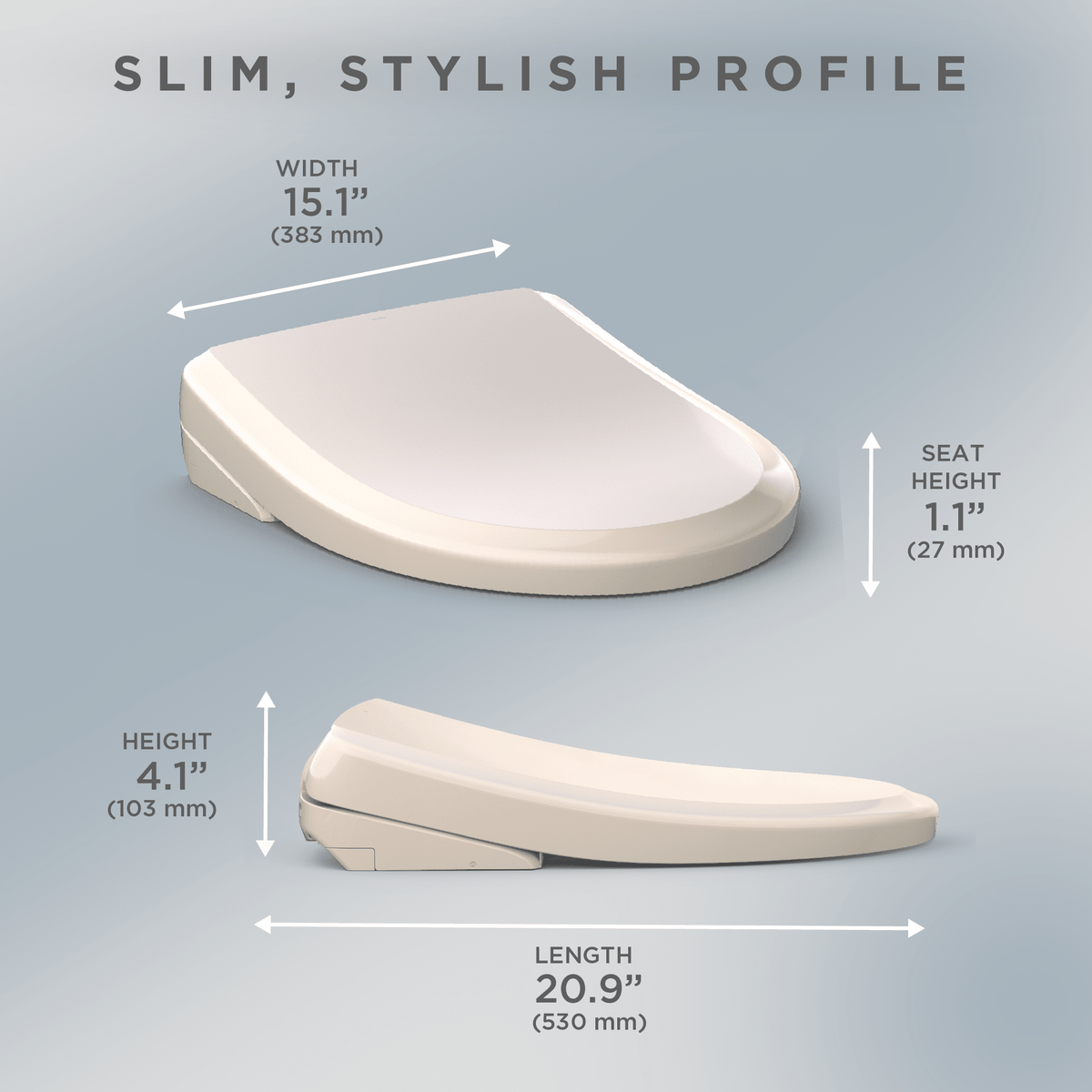 TOTO® Washlet® S7A Electronic Bidet Toilet Seat with Ewater+® Bowl and Wand Cleaning – Elongated – Classic – Sedona Beige