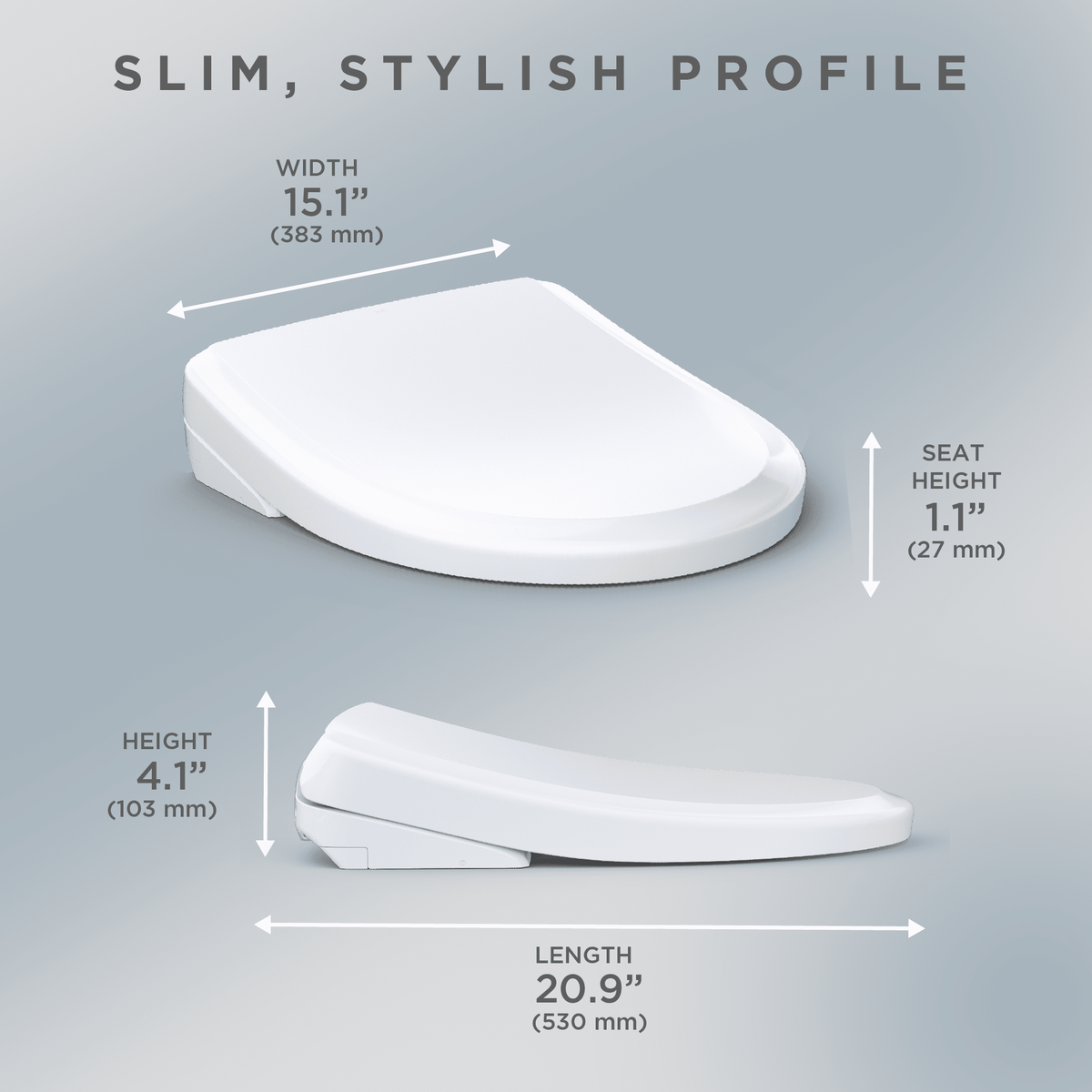 TOTO® Washlet® S7A Electronic Bidet Toilet Seat with Ewater+® Bowl and Wand Cleaning – Elongated – Classic – Cotton White