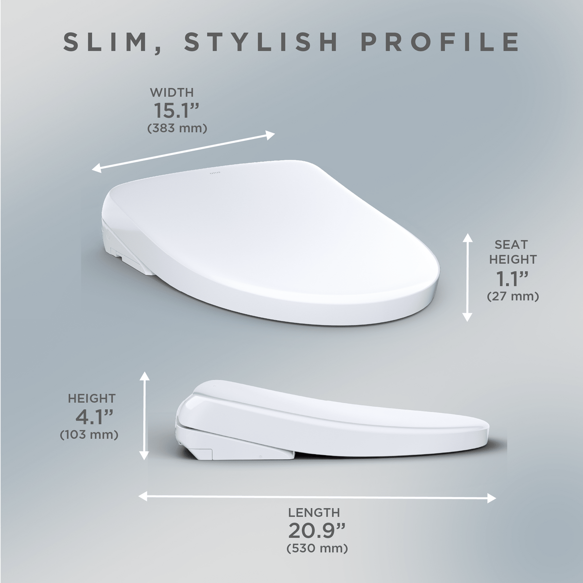 TOTO® Washlet® S7A Electronic Bidet Toilet Seat with Ewater+® Bowl and Wand Cleaning – Elongated – Contemporary – Cotton White