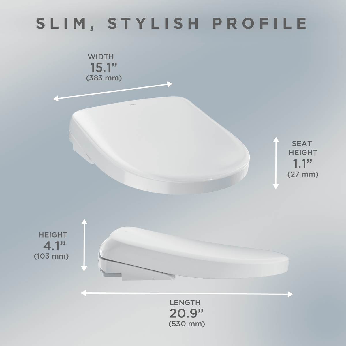 TOTO® Washlet® S7A Electronic Bidet Toilet Seat with Ewater+® Bowl and Wand Cleaning – Round – Contemporary – Cotton White
