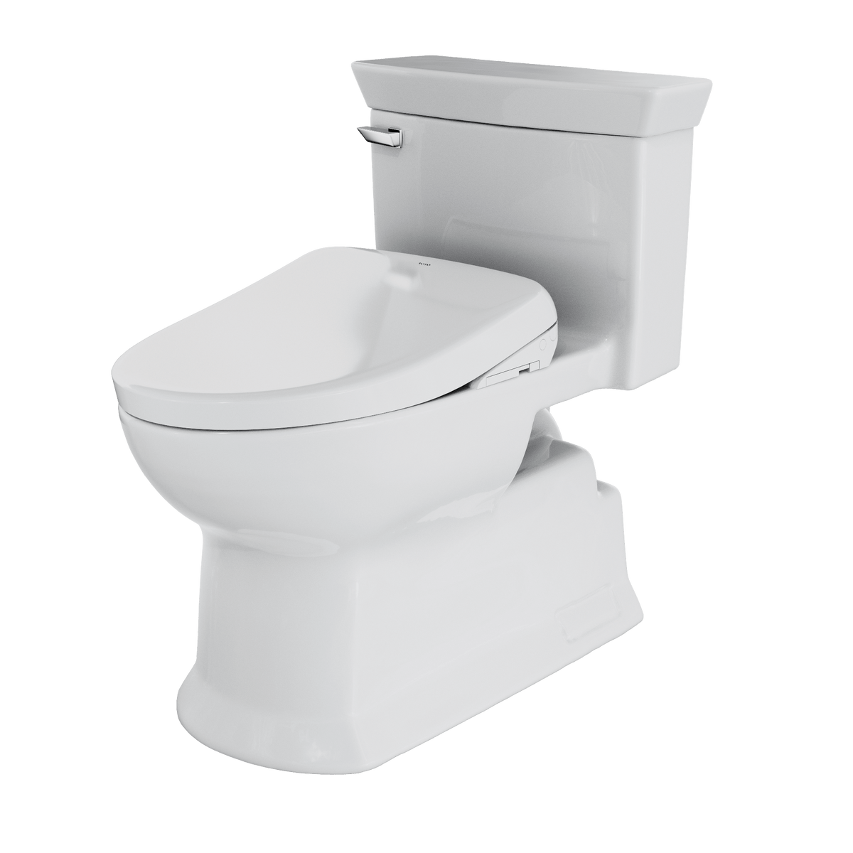 TOTO® Washlet®+ Soirée® Elongated 1.28 gpf Universal Height Toilet with Auto Flush S7A Bidet Seat – Elongated – Cotton White –