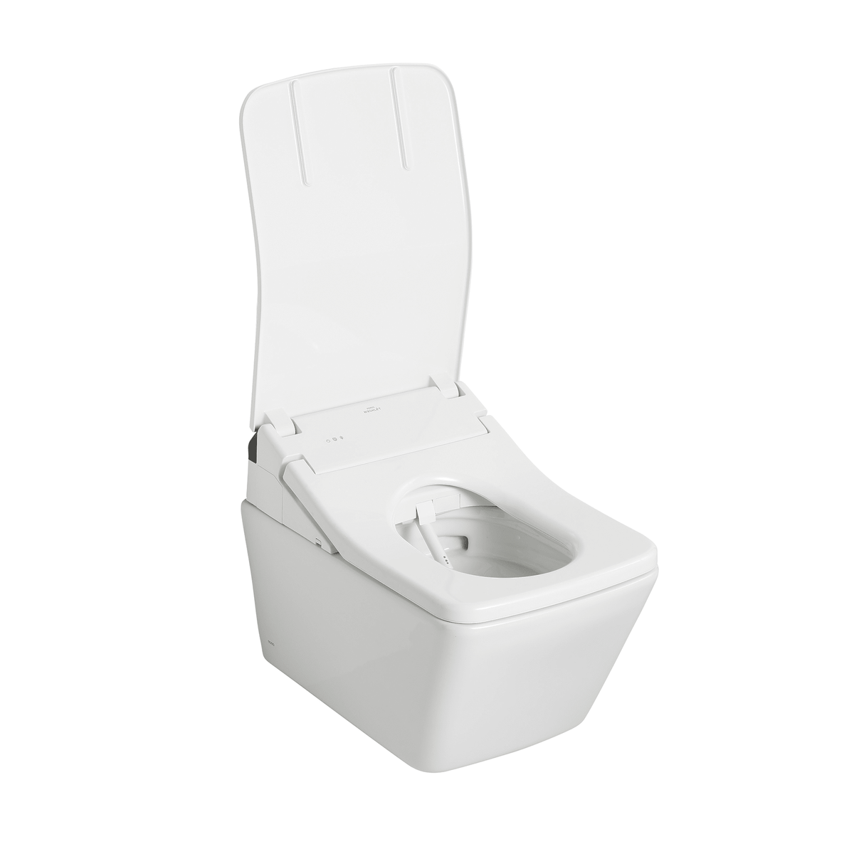TOTO® Washlet®+ SP Wall-Hung Square-Shape Toilet with SX Bidet Seat and Duofit® In-Wall 1.28 and 0.9 gpf Auto Dual-Flush Tank System – Square – Matte Silver –
