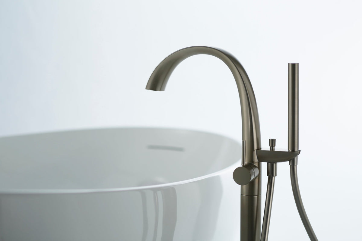 TOTO® ZN Single-Handle Freestanding Tub Filler Faucet with 1.75 gpm Handshower – Brushed Nickel – –