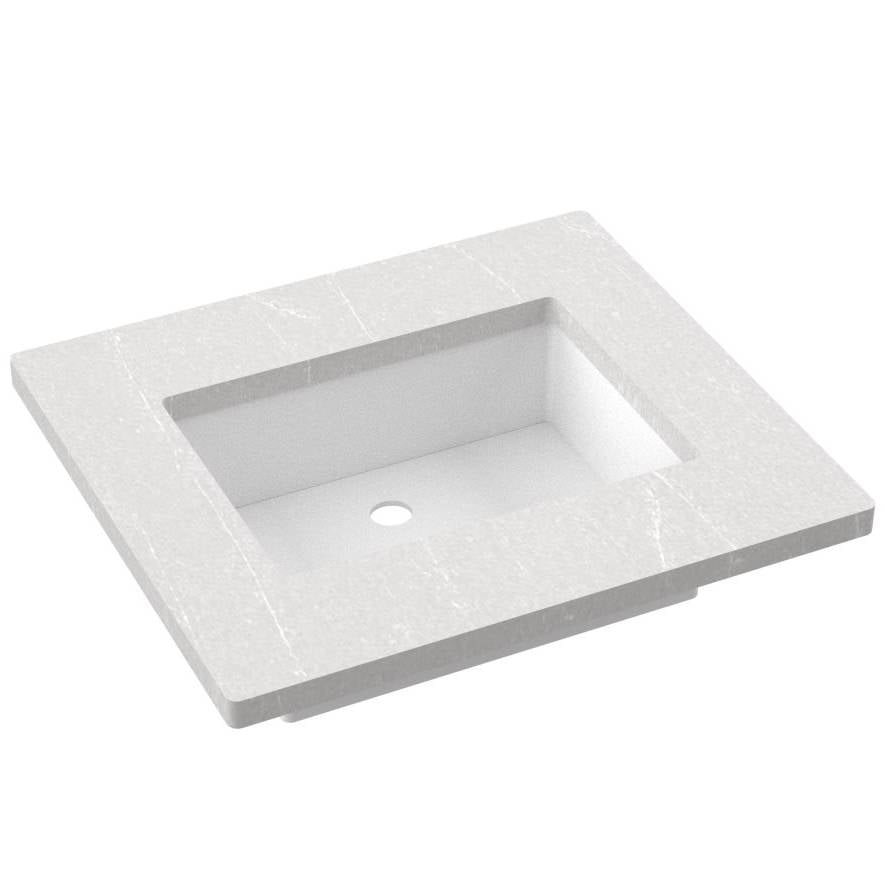 Vanderloc 25&quot; Silestone® Quartz Vanity Top Single Rectangle Centered Sink – Desert Silver – No Hole – Not Included