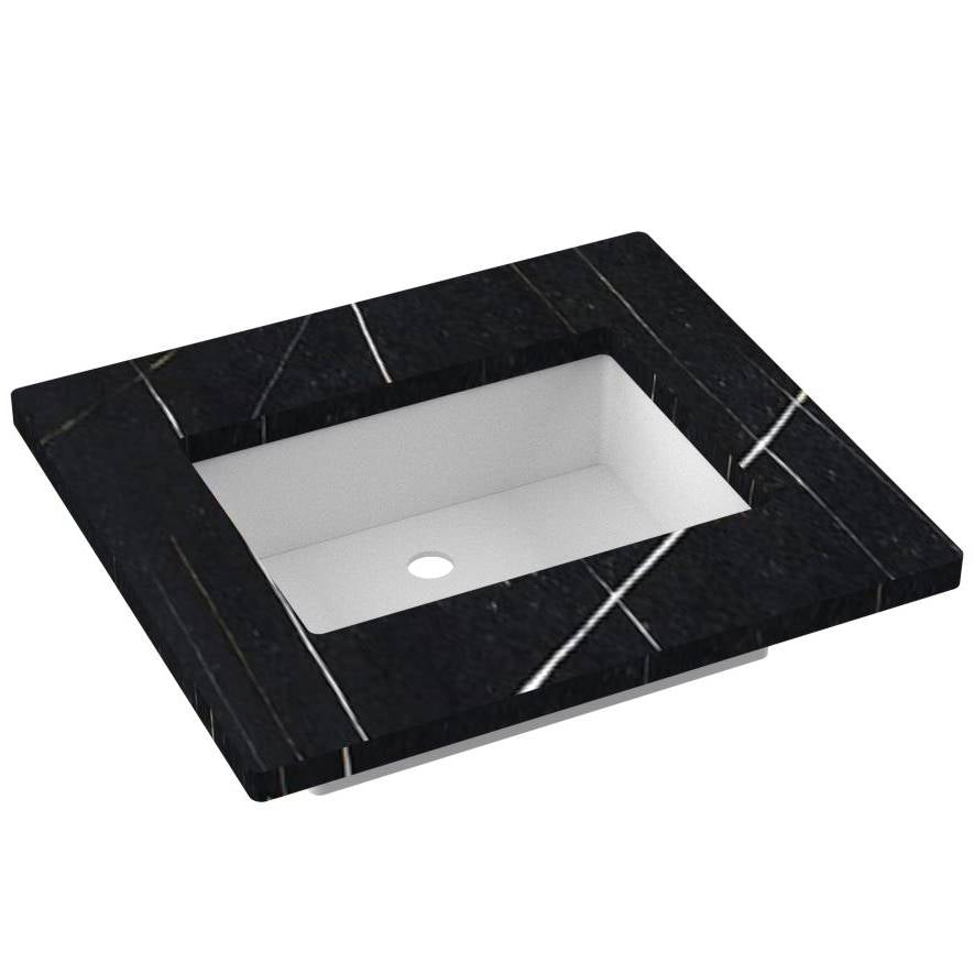 Vanderloc 25&quot; Silestone® Quartz Vanity Top Single Rectangle Centered Sink – Eternal Noir – No Hole – Not Included
