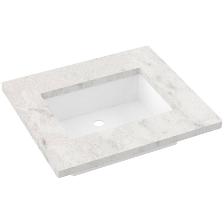 Vanderloc 25&quot; Silestone® Quartz Vanity Top Single Rectangle Centered Sink – Helix – No Hole – Not Included