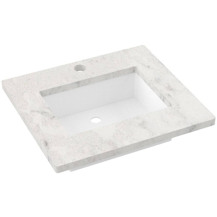Vanderloc 25&quot; Silestone® Quartz Vanity Top Single Rectangle Centered Sink – Helix – Single Hole – Not Included