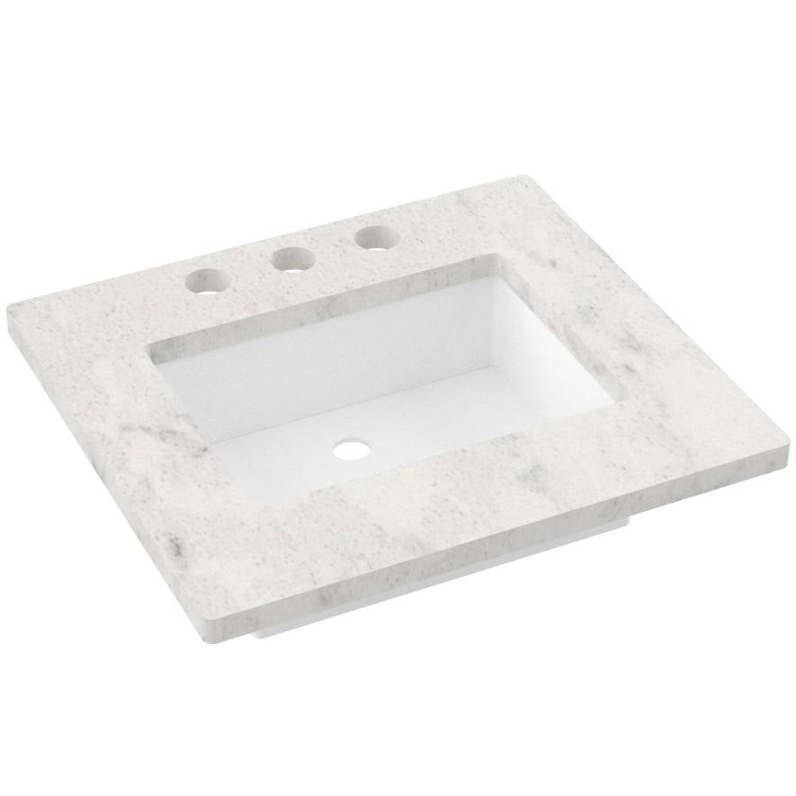 Vanderloc 25&quot; Silestone® Quartz Vanity Top Single Rectangle Centered Sink – Helix – Widespread – Not Included