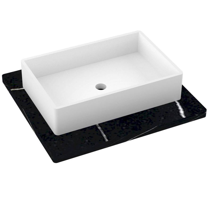 Vanderloc 25&quot; Silestone® Quartz Vanity Top Single Vigo Centered Sink – Eternal Noir – No Hole – Not Included