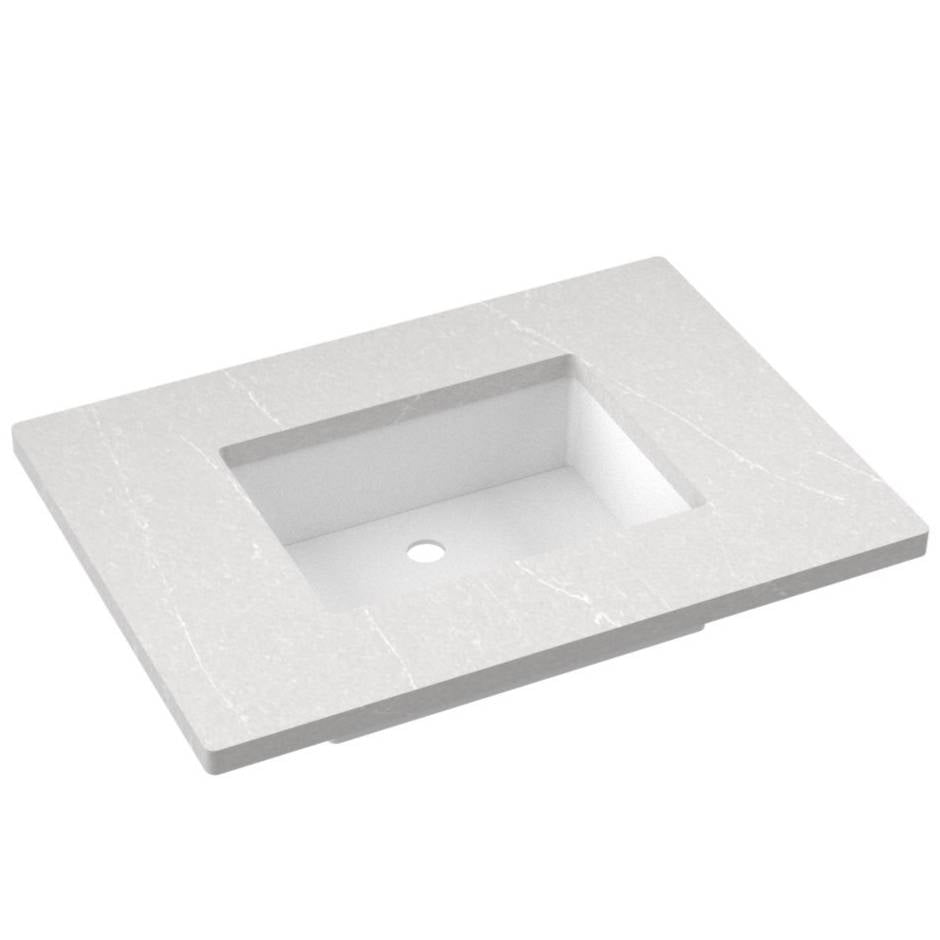 Vanderloc 31&quot; Silestone® Quartz Vanity Top Single Rectangle Centered Sink – Desert Silver – No Hole – Not Included