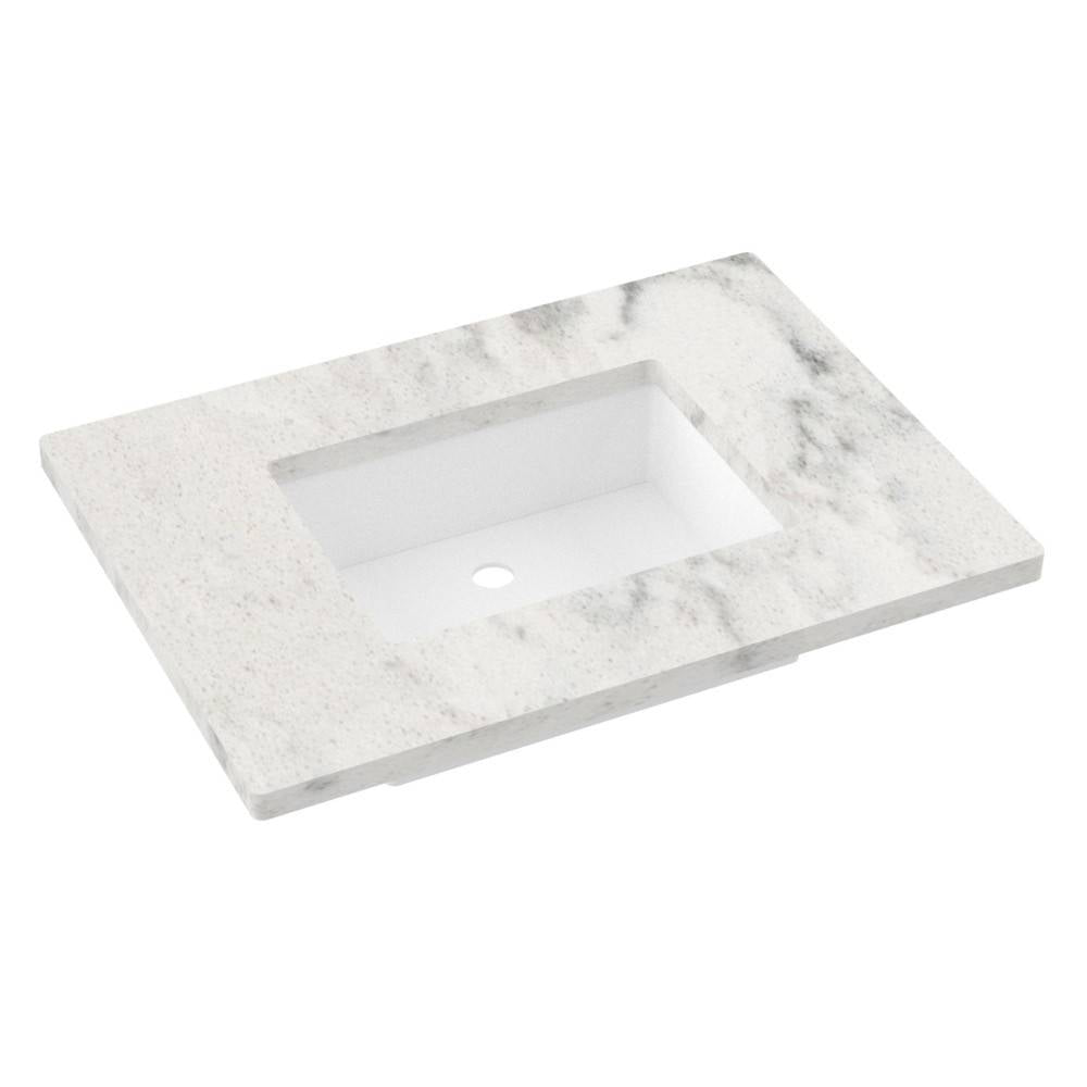 Vanderloc 31&quot; Silestone® Quartz Vanity Top Single Rectangle Centered Sink – Helix – No Hole – Not Included