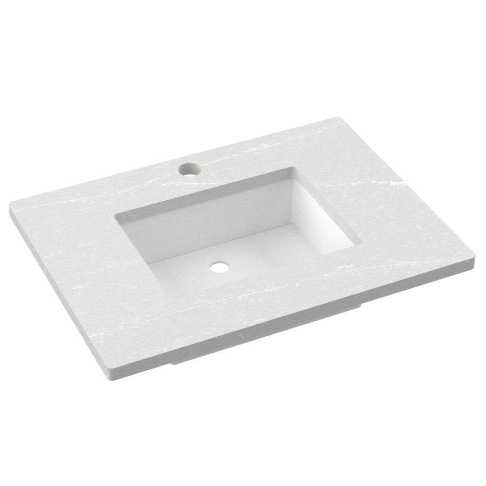 Vanderloc 31" Silestone® Quartz Vanity Top Single Rectangle Centered Sink – Desert Silver – Single Hole – Not Included