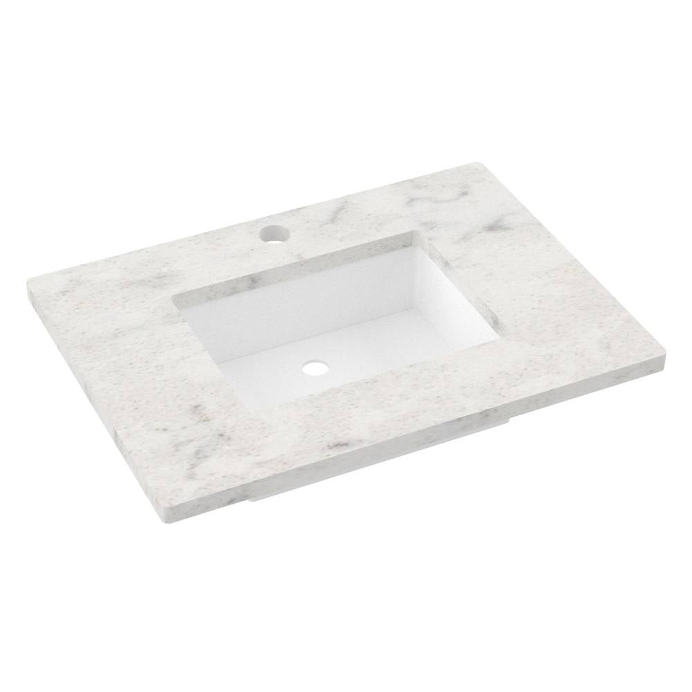 Vanderloc 31&quot; Silestone® Quartz Vanity Top Single Rectangle Centered Sink – Helix – Single Hole – Not Included