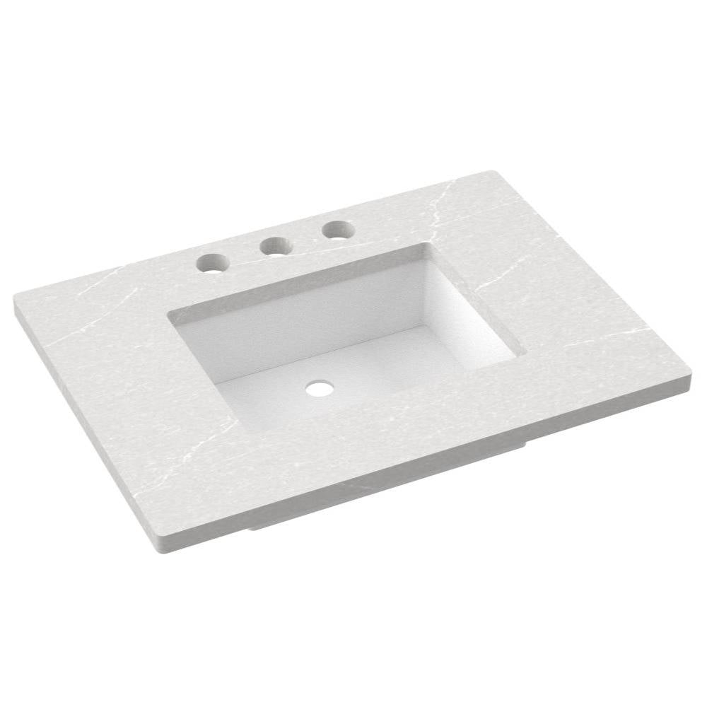 Vanderloc 31&quot; Silestone® Quartz Vanity Top Single Rectangle Centered Sink – Desert Silver – Widespread – Not Included