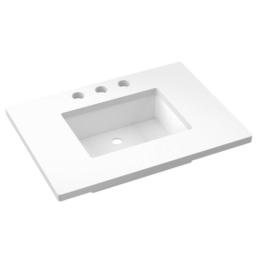 Vanderloc 31&quot; Silestone® Quartz Vanity Top Single Rectangle Centered Sink – White Zeus – Widespread – Not Included