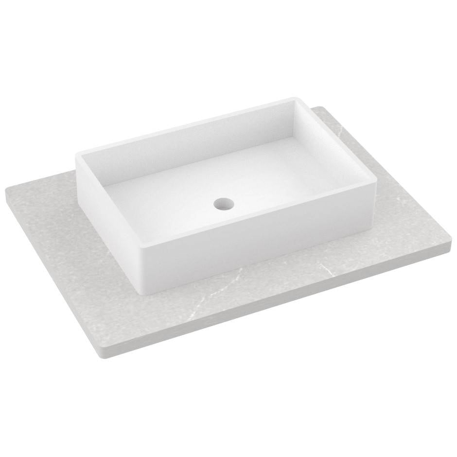 Vanderloc 31&quot; Silestone® Quartz Vanity Top Single Vigo Centered Sink – Desert Silver – No Hole – Not Included