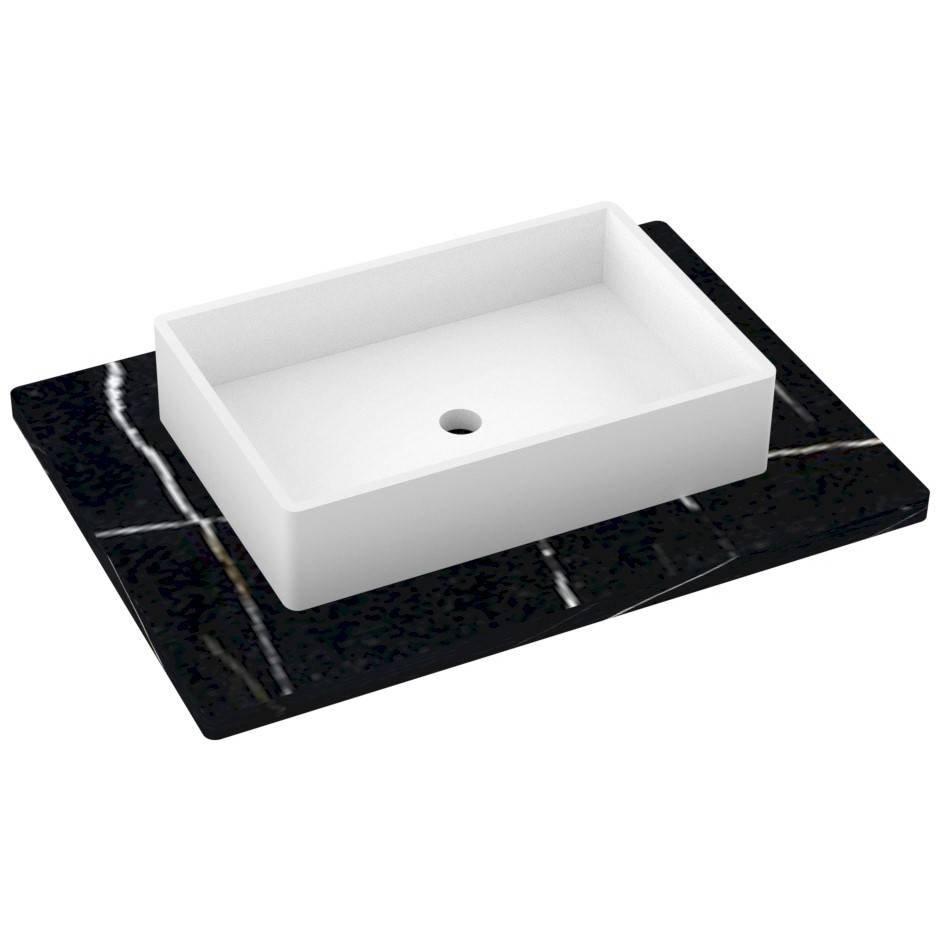 Vanderloc 31&quot; Silestone® Quartz Vanity Top Single Vigo Centered Sink – Eternal Noir – No Hole – Not Included