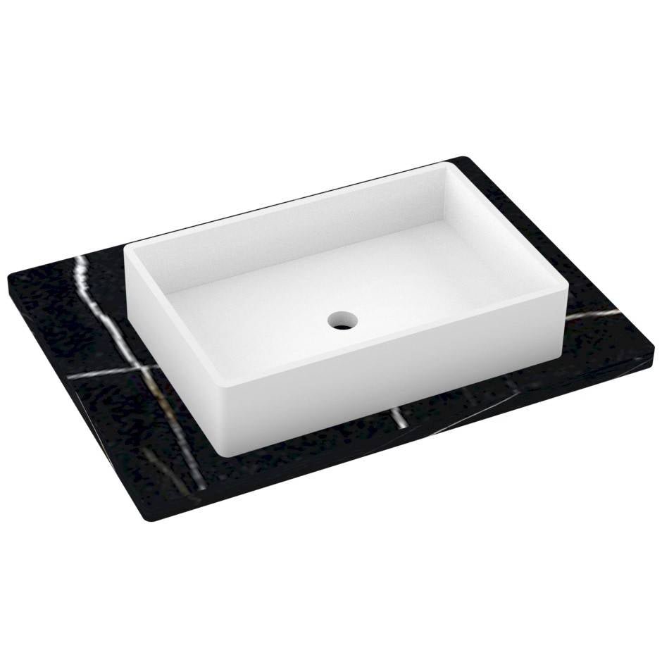 Vanderloc 31&quot; Silestone® Quartz Vanity Top Single Vigo Centered Sink – Eternal Noir – Single Hole – Not Included