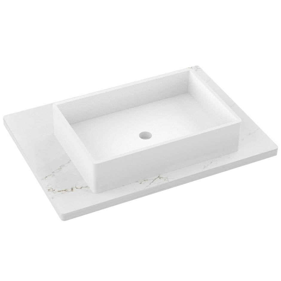 Vanderloc 31&quot; Silestone® Quartz Vanity Top Single Vigo Centered Sink – Ethereal Glow – Widespread – Not Included
