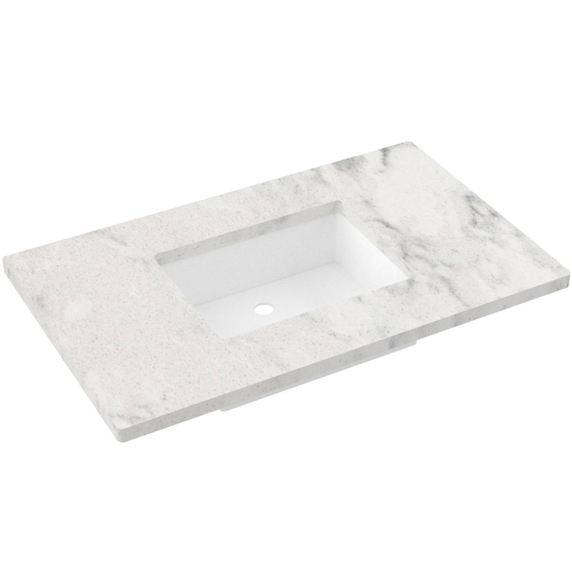 Vanderloc 37&quot; Silestone® Quartz Vanity Top Single Rectangle Centered Sink – Helix – No Hole – Not Included