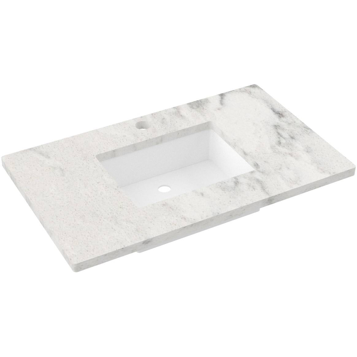 Vanderloc 37&quot; Silestone® Quartz Vanity Top Single Rectangle Centered Sink – Helix – Single Hole – Not Included