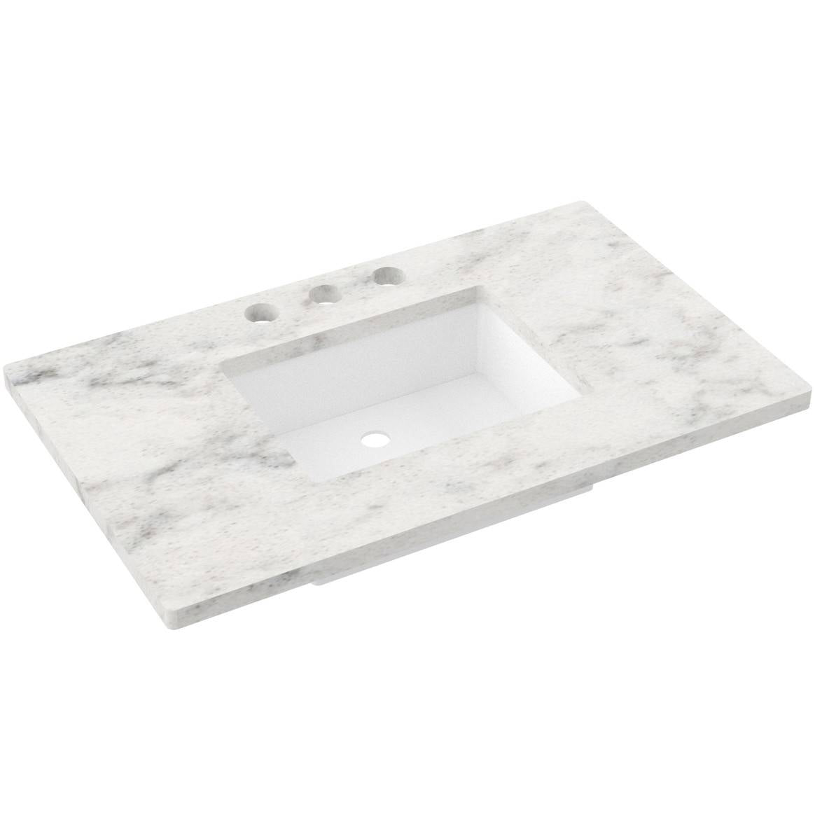 Vanderloc 37&quot; Silestone® Quartz Vanity Top Single Rectangle Centered Sink – Helix – Widespread – Not Included