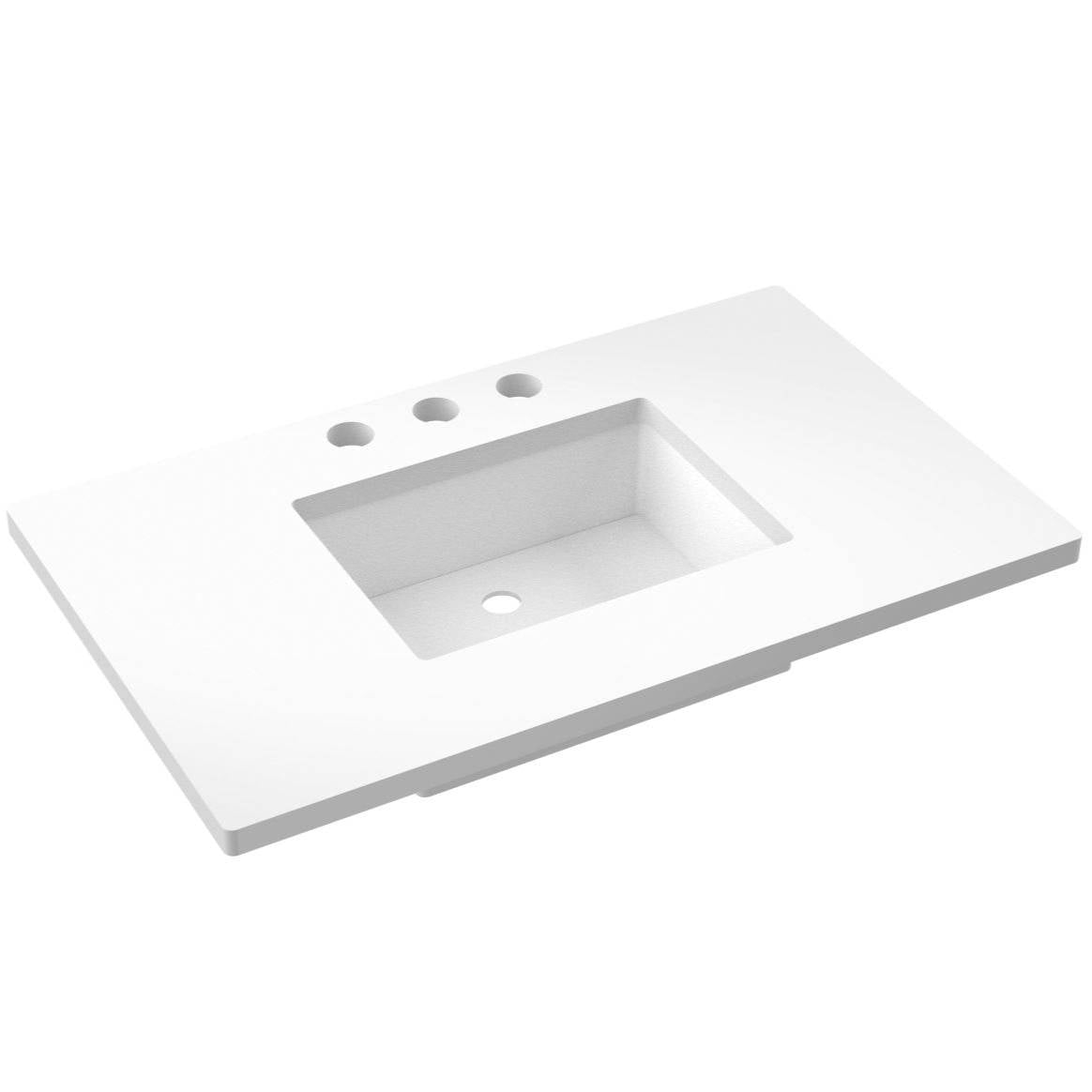 Vanderloc 37&quot; Silestone® Quartz Vanity Top Single Rectangle Centered Sink – White Zeus – Widespread – Not Included