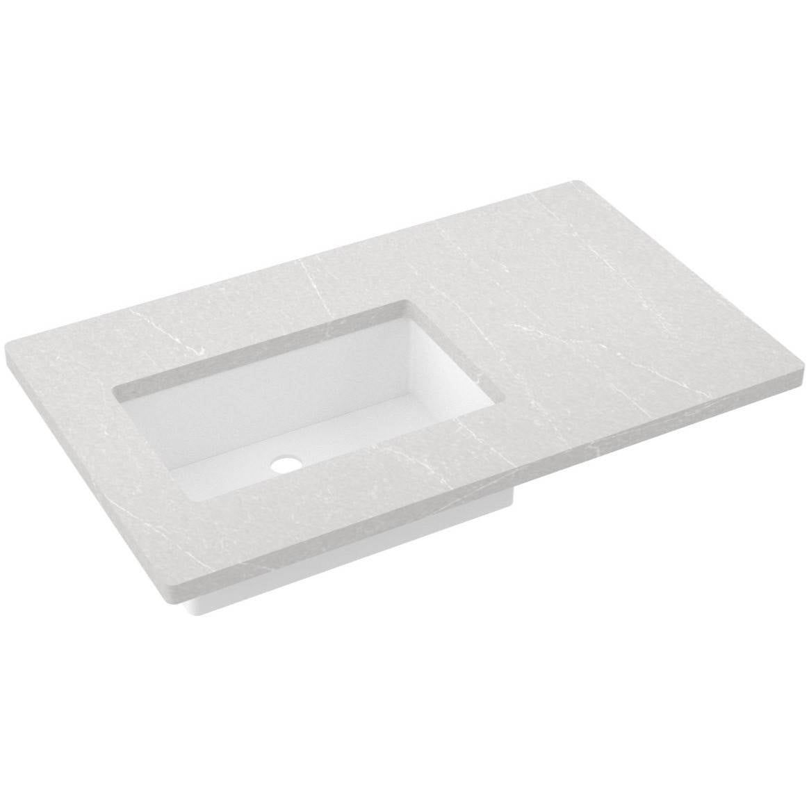 Vanderloc 37&quot; Silestone® Quartz Vanity Top Single Rectangle Left Offset Sink – Desert Silver – No Hole – Not Included