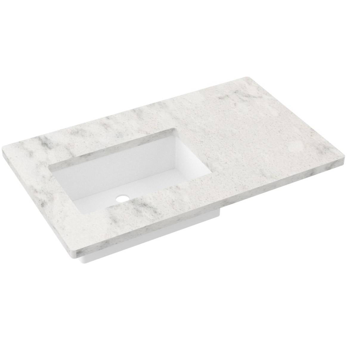 Vanderloc 37&quot; Silestone® Quartz Vanity Top Single Rectangle Left Offset Sink – Helix – No Hole – Not Included