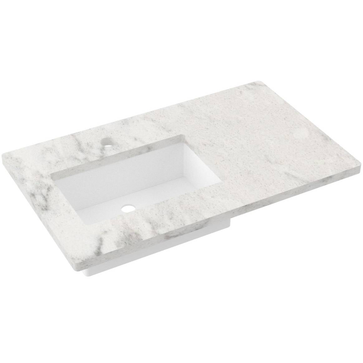 Vanderloc 37&quot; Silestone® Quartz Vanity Top Single Rectangle Left Offset Sink – Helix – Single Hole – Not Included