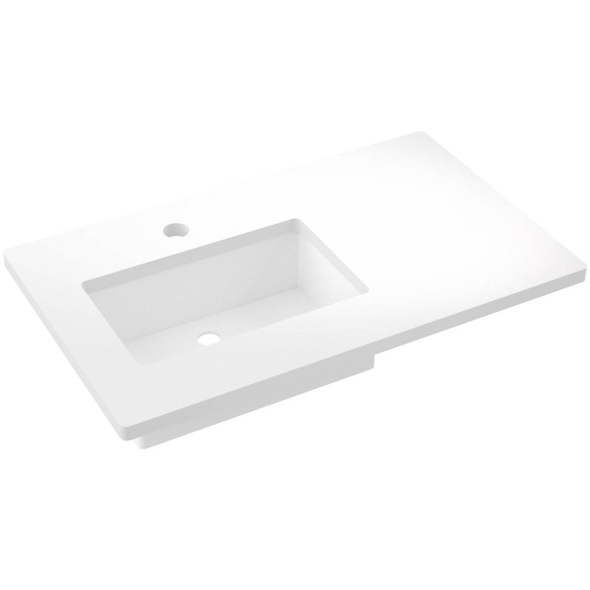 Vanderloc 37&quot; Silestone® Quartz Vanity Top Single Rectangle Left Offset Sink – White Zeus – Single Hole – Not Included