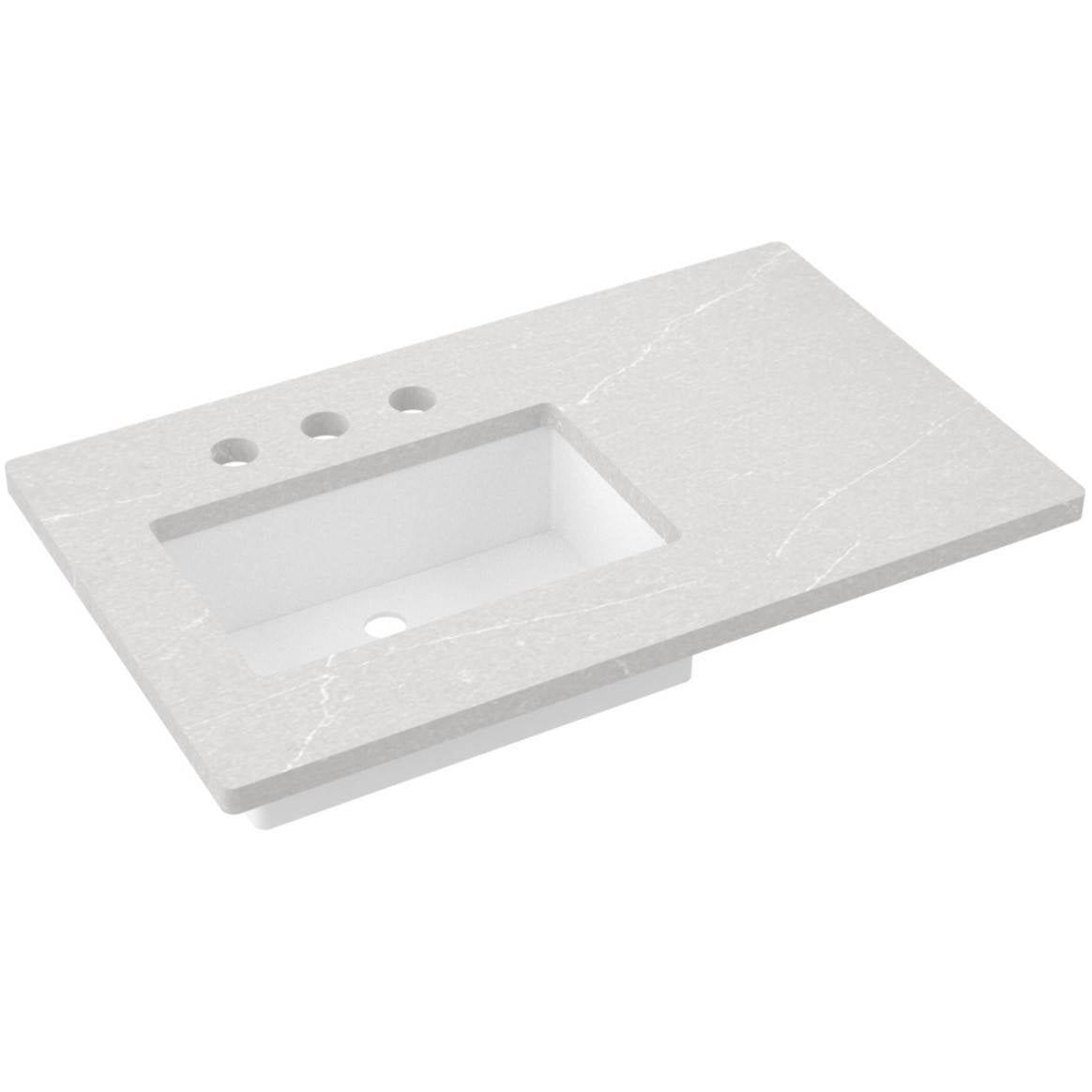 Vanderloc 37&quot; Silestone® Quartz Vanity Top Single Rectangle Left Offset Sink – Desert Silver – Widespread – Not Included