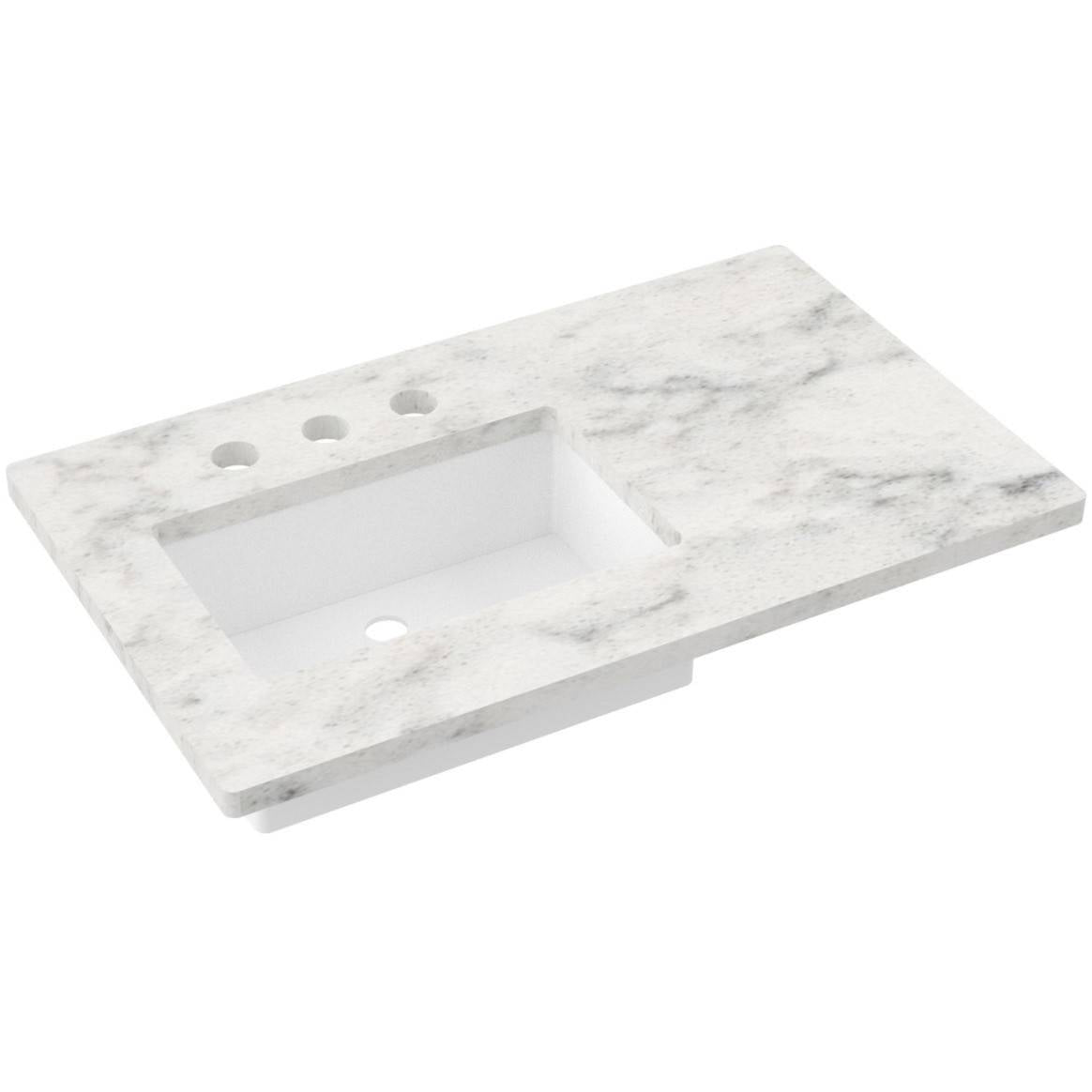 Vanderloc 37&quot; Silestone® Quartz Vanity Top Single Rectangle Left Offset Sink – Helix – Widespread – Not Included