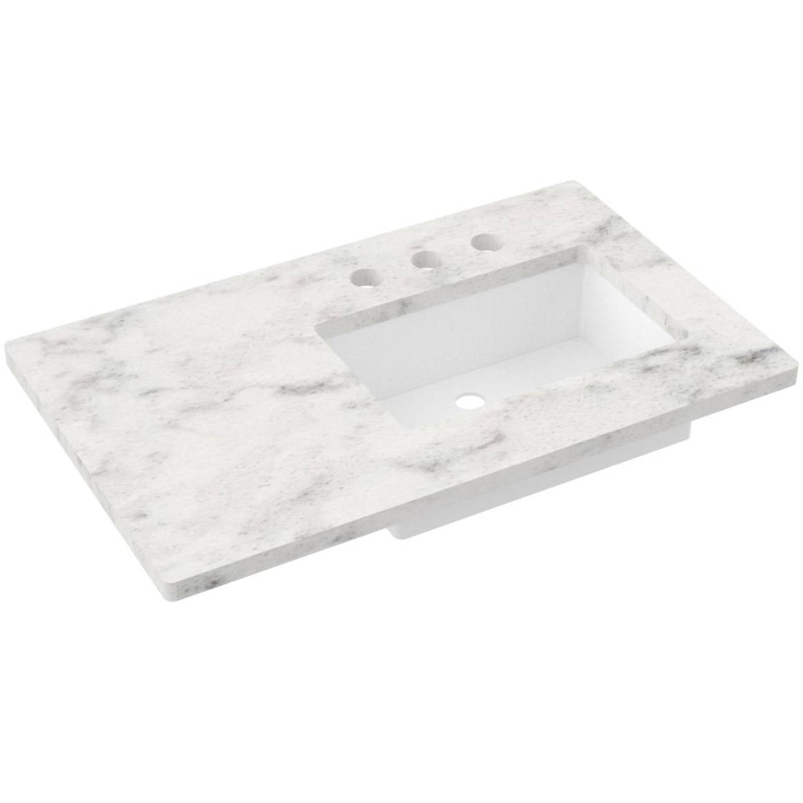 Vanderloc 37&quot; Silestone® Quartz Vanity Top Single Rectangle Right Offset Sink – Helix – Widespread – Not Included