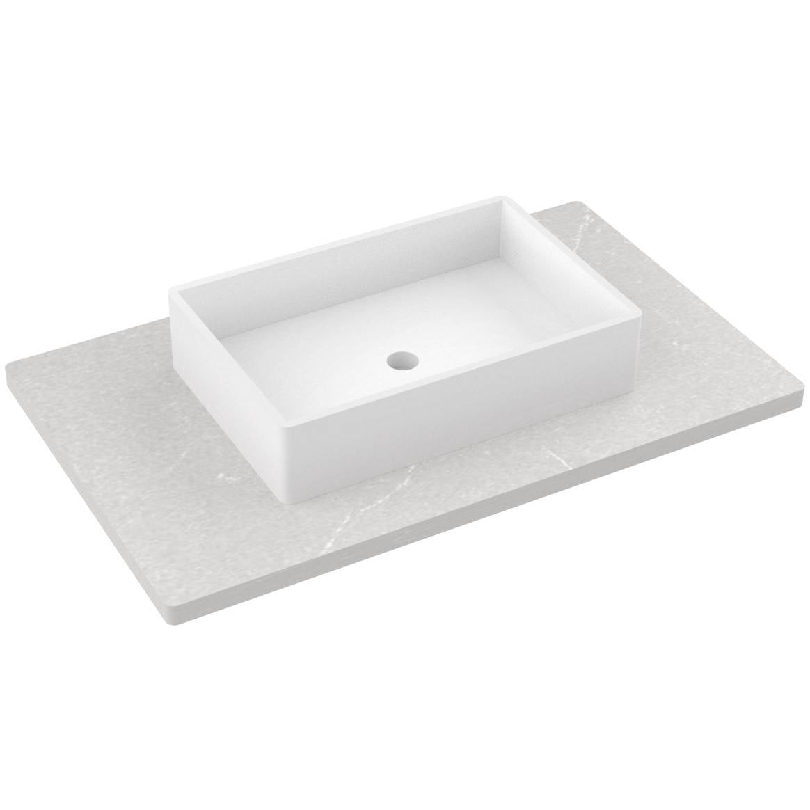 Vanderloc 37&quot; Silestone® Quartz Vanity Top Single Vigo Centered Sink – Desert Silver – No Hole – Not Included