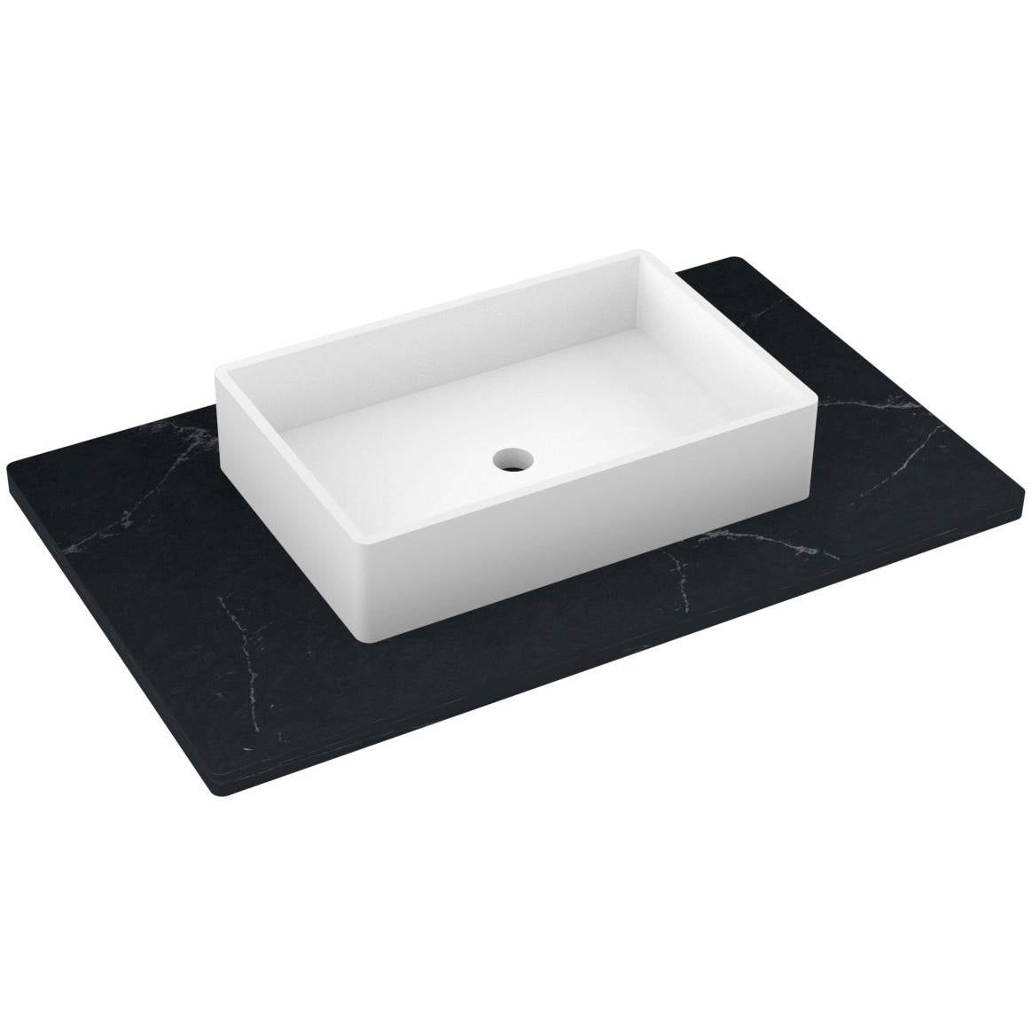 Vanderloc 37&quot; Silestone® Quartz Vanity Top Single Vigo Centered Sink – Eternal Charcoal – No Hole – Not Included