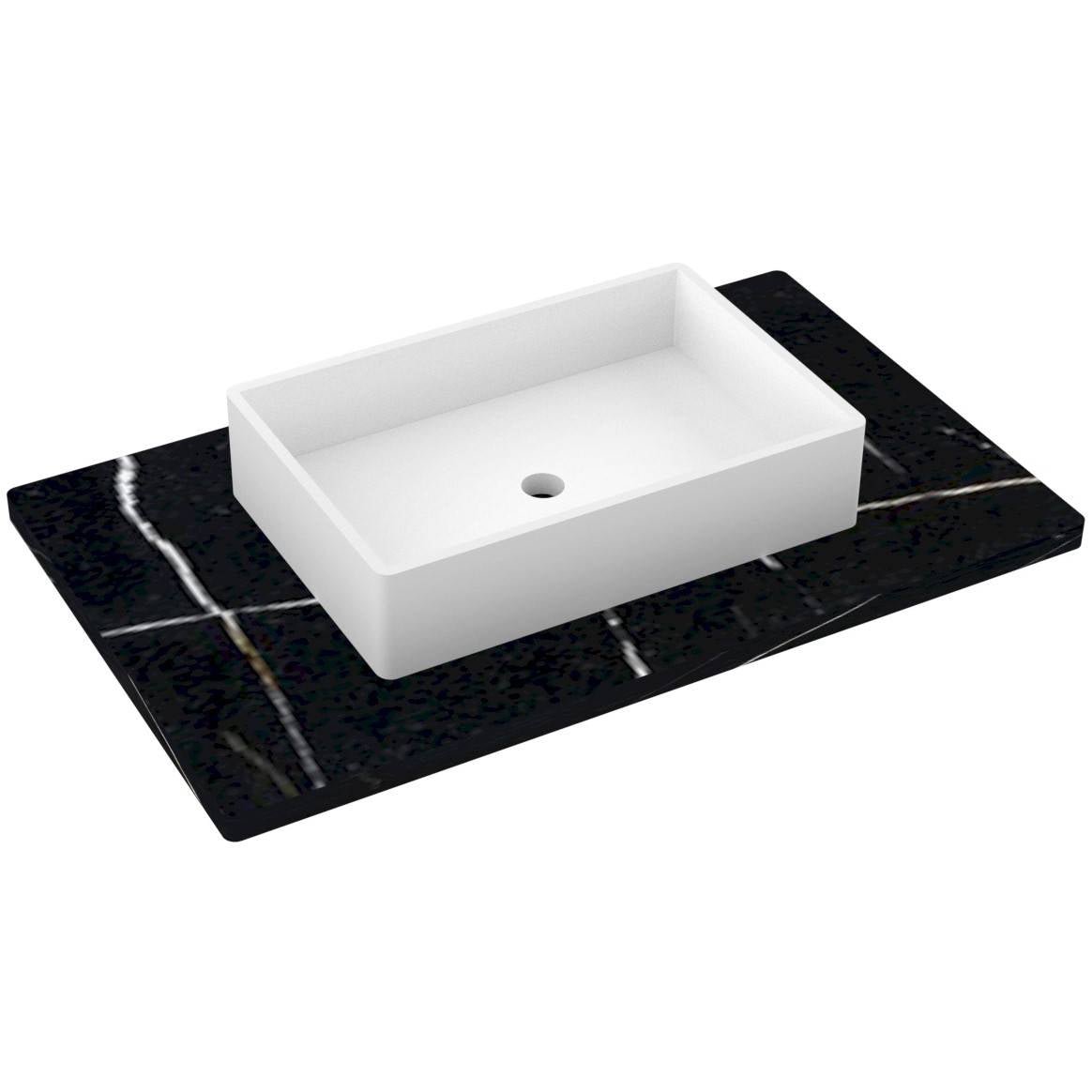 Vanderloc 37&quot; Silestone® Quartz Vanity Top Single Vigo Centered Sink – Eternal Noir – No Hole – Not Included