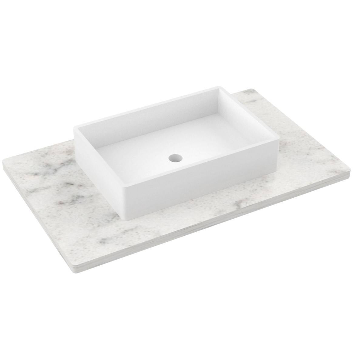 Vanderloc 37&quot; Silestone® Quartz Vanity Top Single Vigo Centered Sink – Helix – No Hole – Not Included