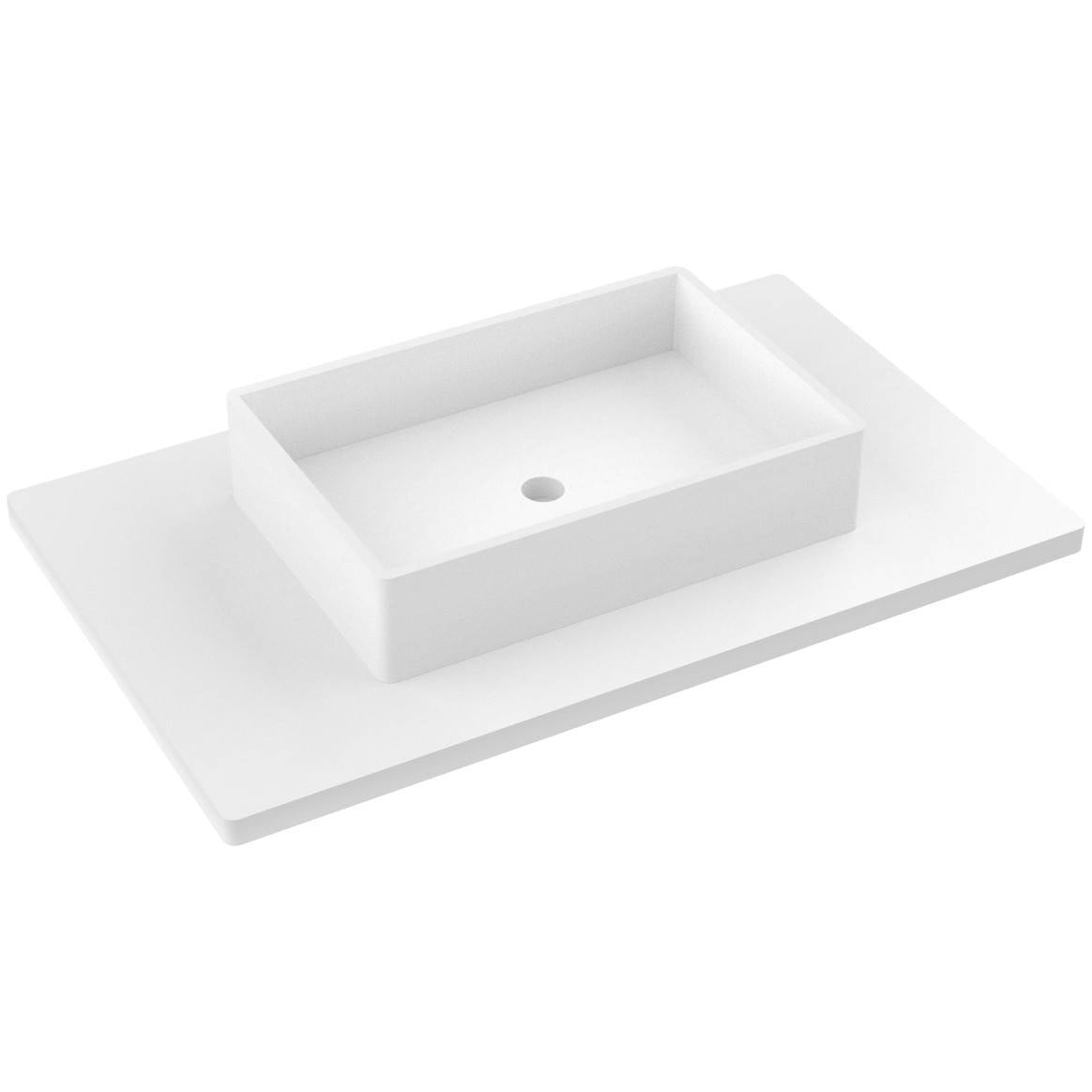 Vanderloc 37&quot; Silestone® Quartz Vanity Top Single Vigo Centered Sink – White Zeus – No Hole – Not Included