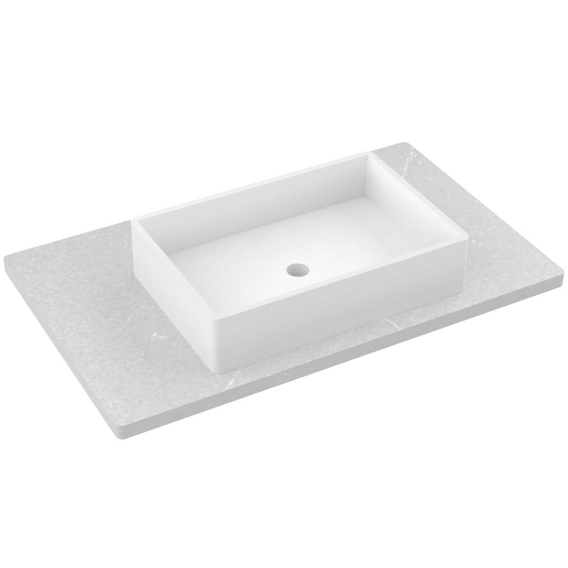 Vanderloc 37" Silestone® Quartz Vanity Top Single Vigo Centered Sink – Desert Silver – Single Hole – Not Included