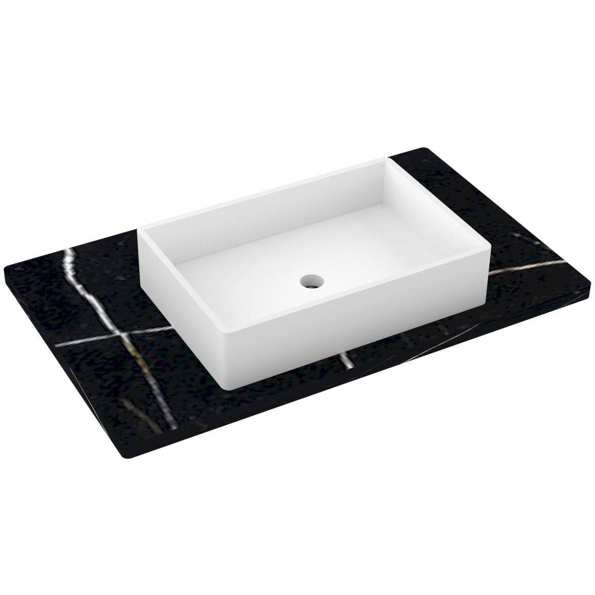Vanderloc 37&quot; Silestone® Quartz Vanity Top Single Vigo Centered Sink – Eternal Noir – Single Hole – Not Included