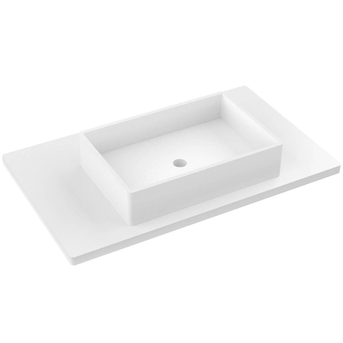 Vanderloc 37&quot; Silestone® Quartz Vanity Top Single Vigo Centered Sink – White Zeus – Single Hole – Not Included