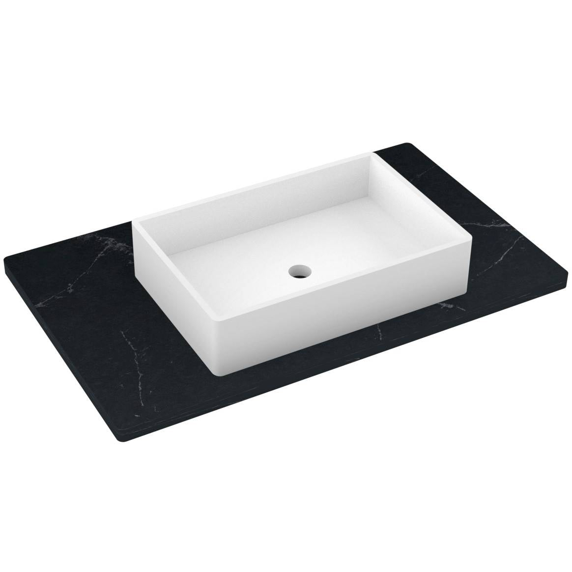 Vanderloc 37&quot; Silestone® Quartz Vanity Top Single Vigo Centered Sink – Eternal Charcoal – Widespread – Not Included