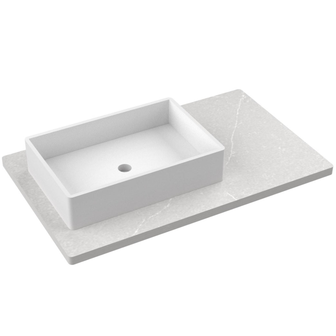 Vanderloc 37&quot; Silestone® Quartz Vanity Top Single Vigo Left Offset Sink – Desert Silver – No Hole – Not Included