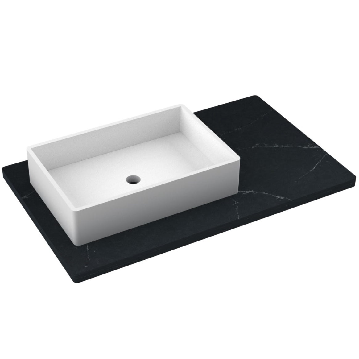 Vanderloc 37&quot; Silestone® Quartz Vanity Top Single Vigo Left Offset Sink – Eternal Charcoal – No Hole – Not Included