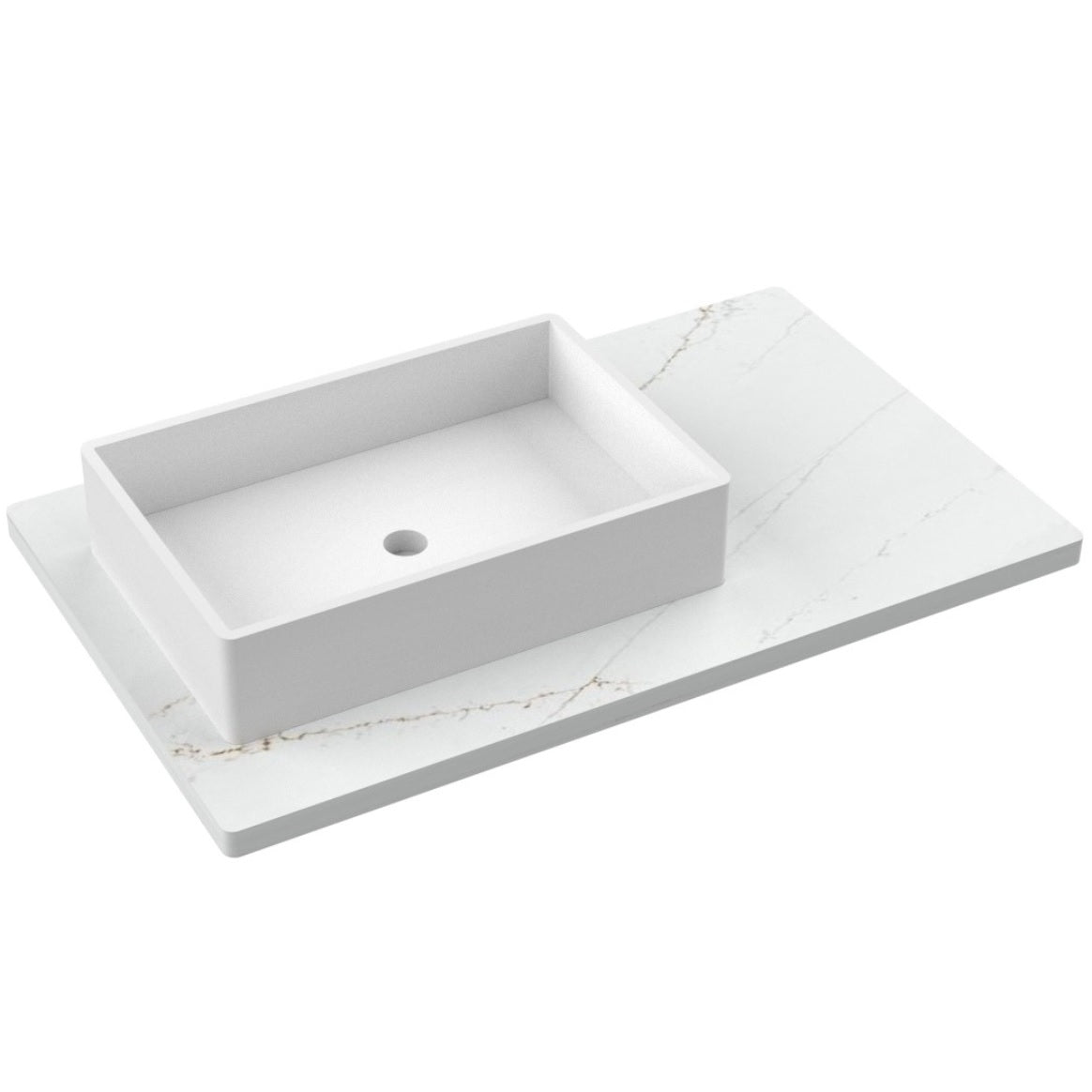Vanderloc 37&quot; Silestone® Quartz Vanity Top Single Vigo Left Offset Sink – Ethereal Glow – No Hole – Not Included