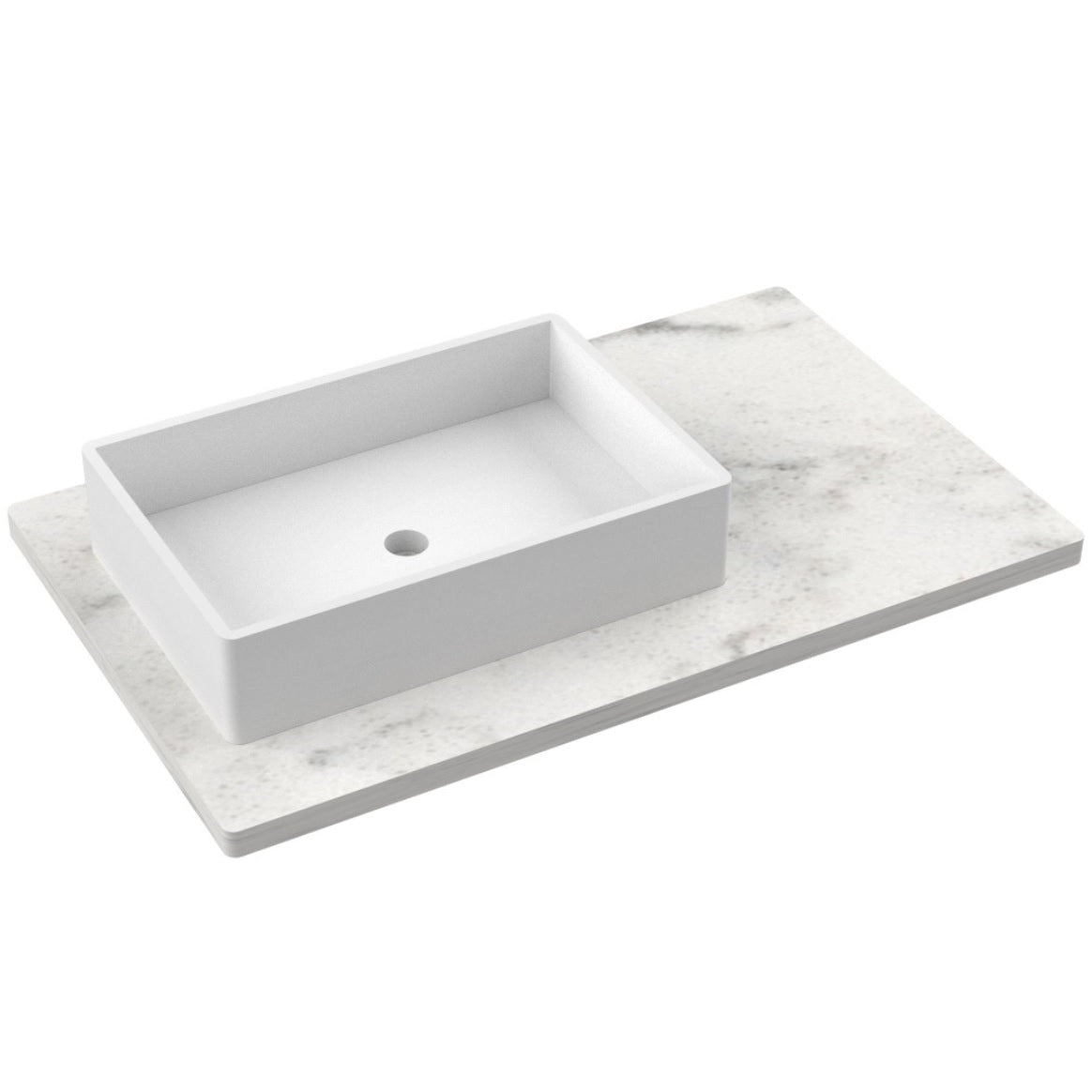 Vanderloc 37&quot; Silestone® Quartz Vanity Top Single Vigo Left Offset Sink – Helix – No Hole – Not Included