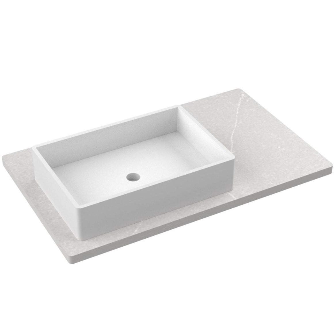 Vanderloc 37" Silestone® Quartz Vanity Top Single Vigo Left Offset Sink – Desert Silver – Single Hole – Not Included