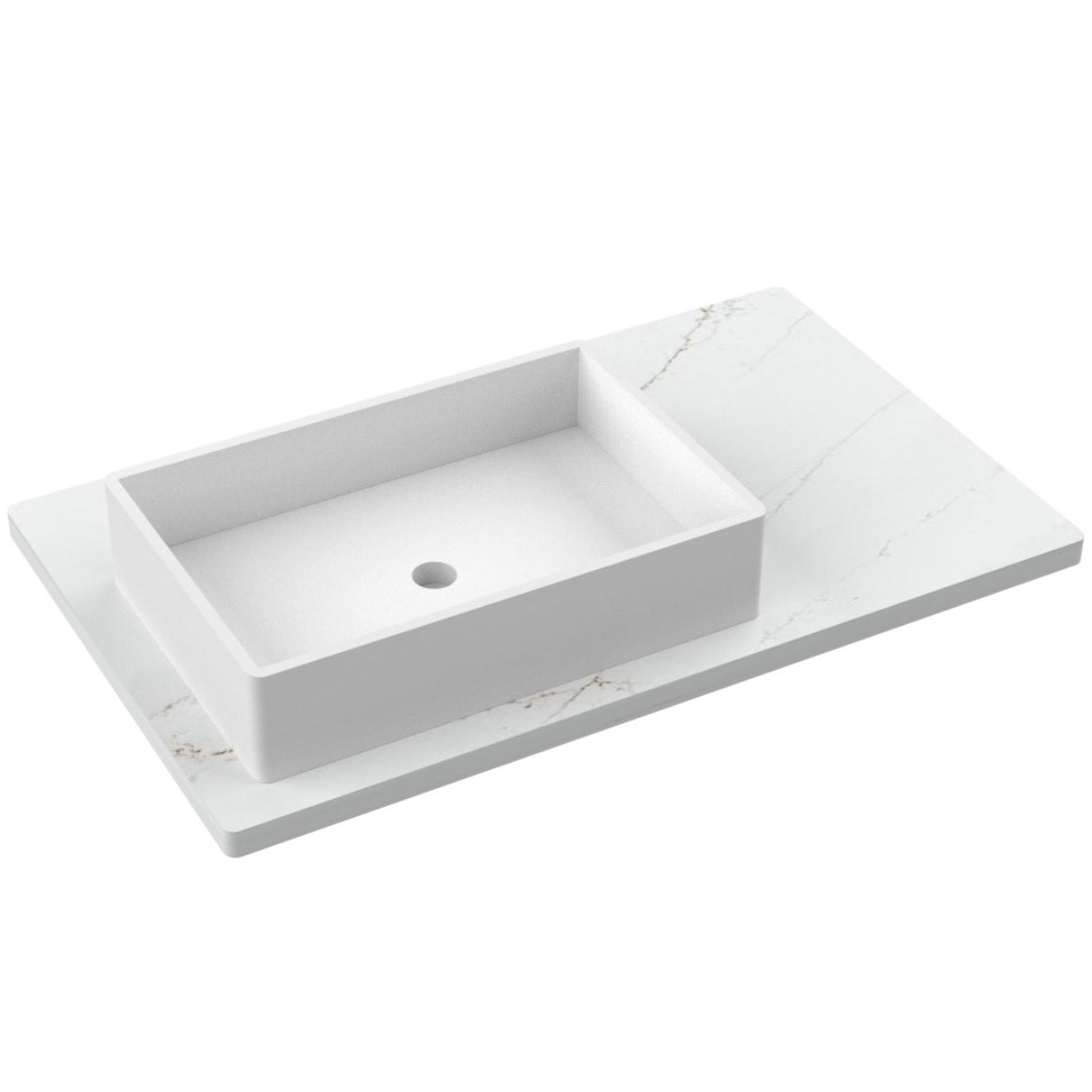 Vanderloc 37&quot; Silestone® Quartz Vanity Top Single Vigo Left Offset Sink – Ethereal Glow – Single Hole – Not Included
