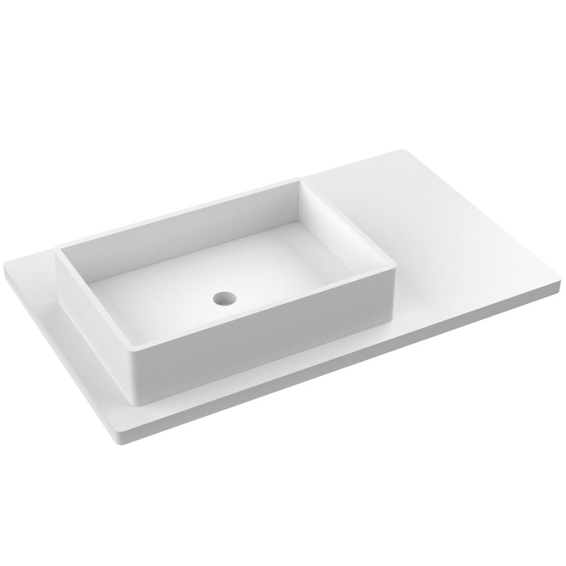 Vanderloc 37&quot; Silestone® Quartz Vanity Top Single Vigo Left Offset Sink – White Zeus – Single Hole – Not Included